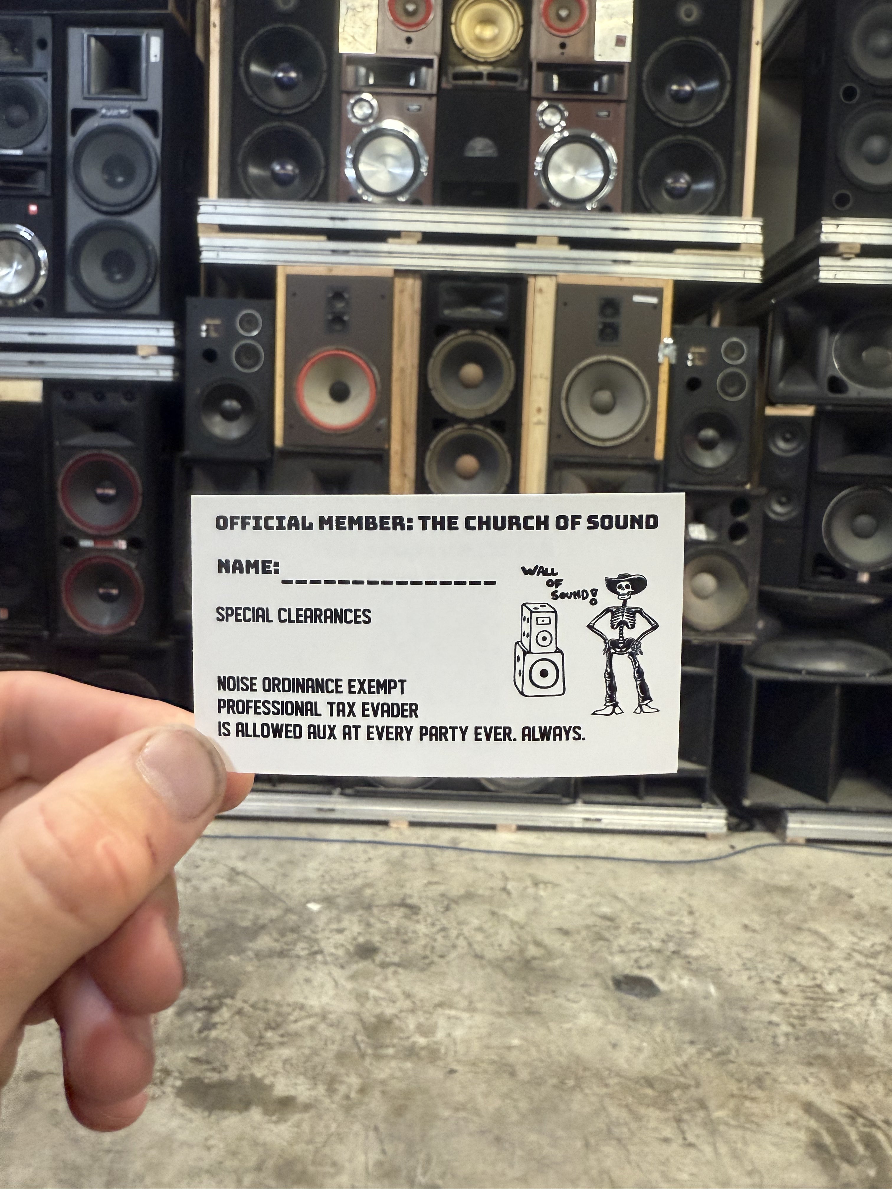 CHURCH OF SOUND OFFICIAL MEMBER CARD